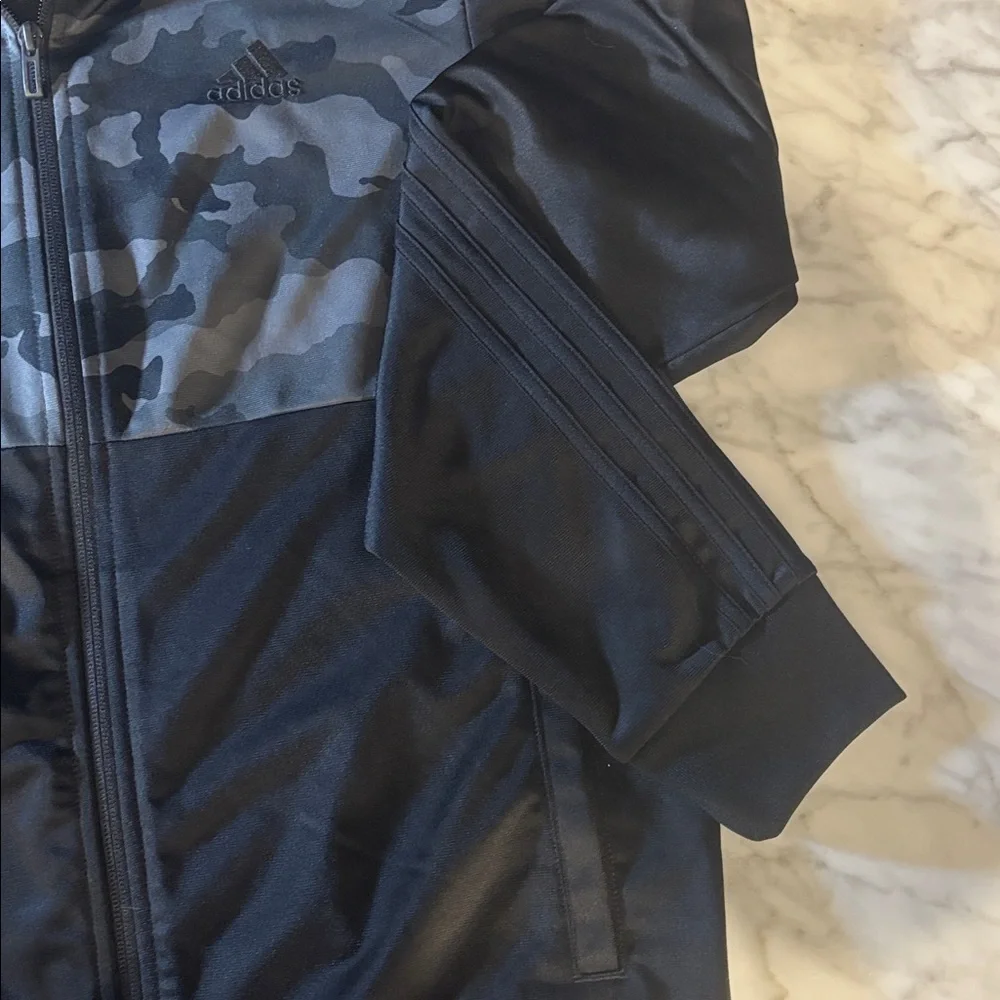adidas Black and Gray Camouflage track Jacket